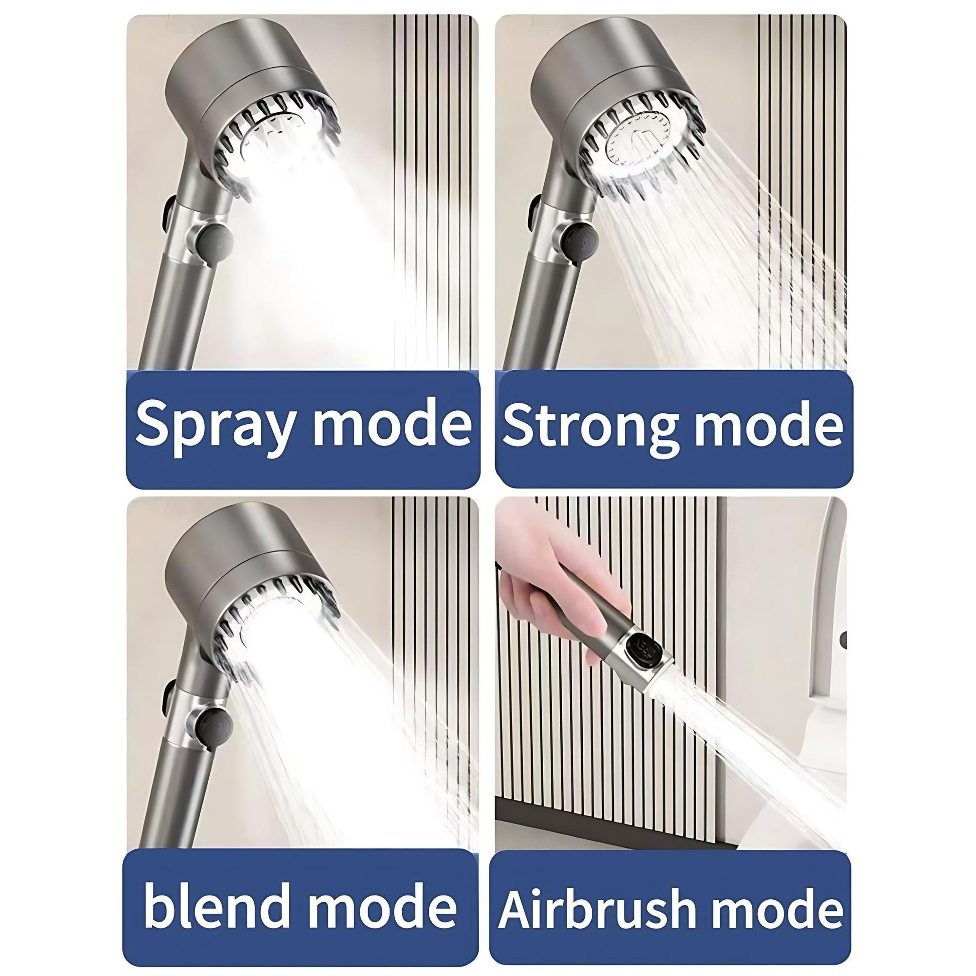 Shower Head Set with Massage Heads, Multiple Filters and Mode-Switching Function for Various Watering Modes